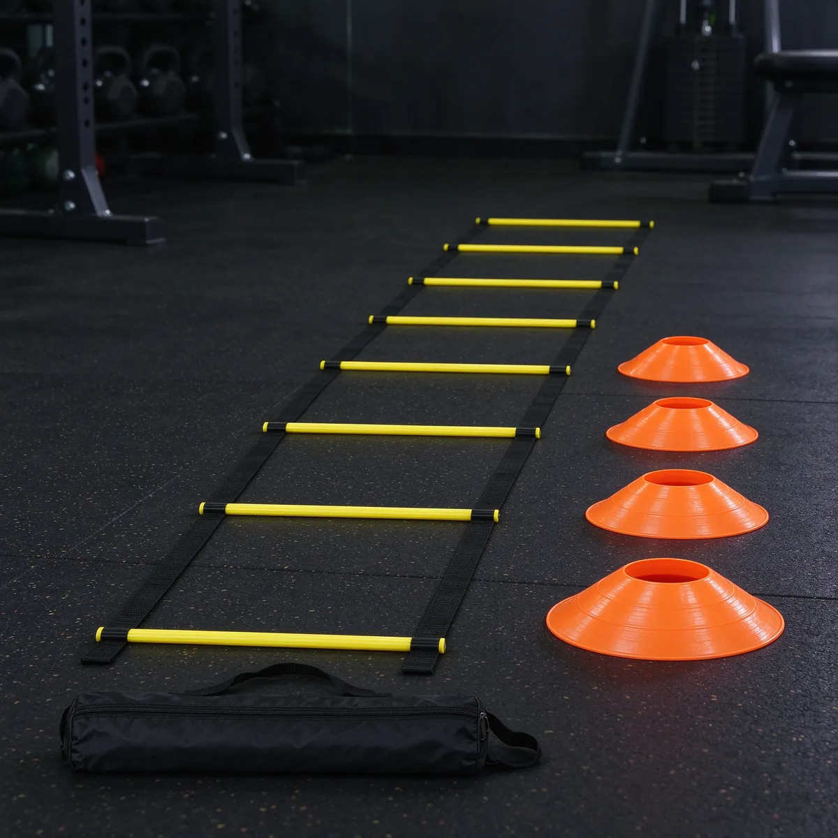 Agility ladder and cones training set