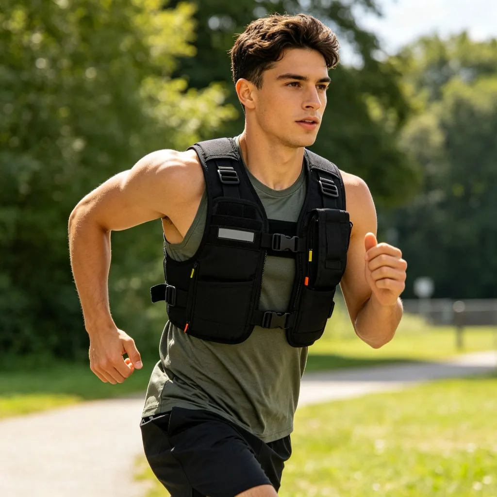 Adjustable Removable Weighted Vest Oxford Fabric Fitness Training Weight Vest for Running Workout - image 4