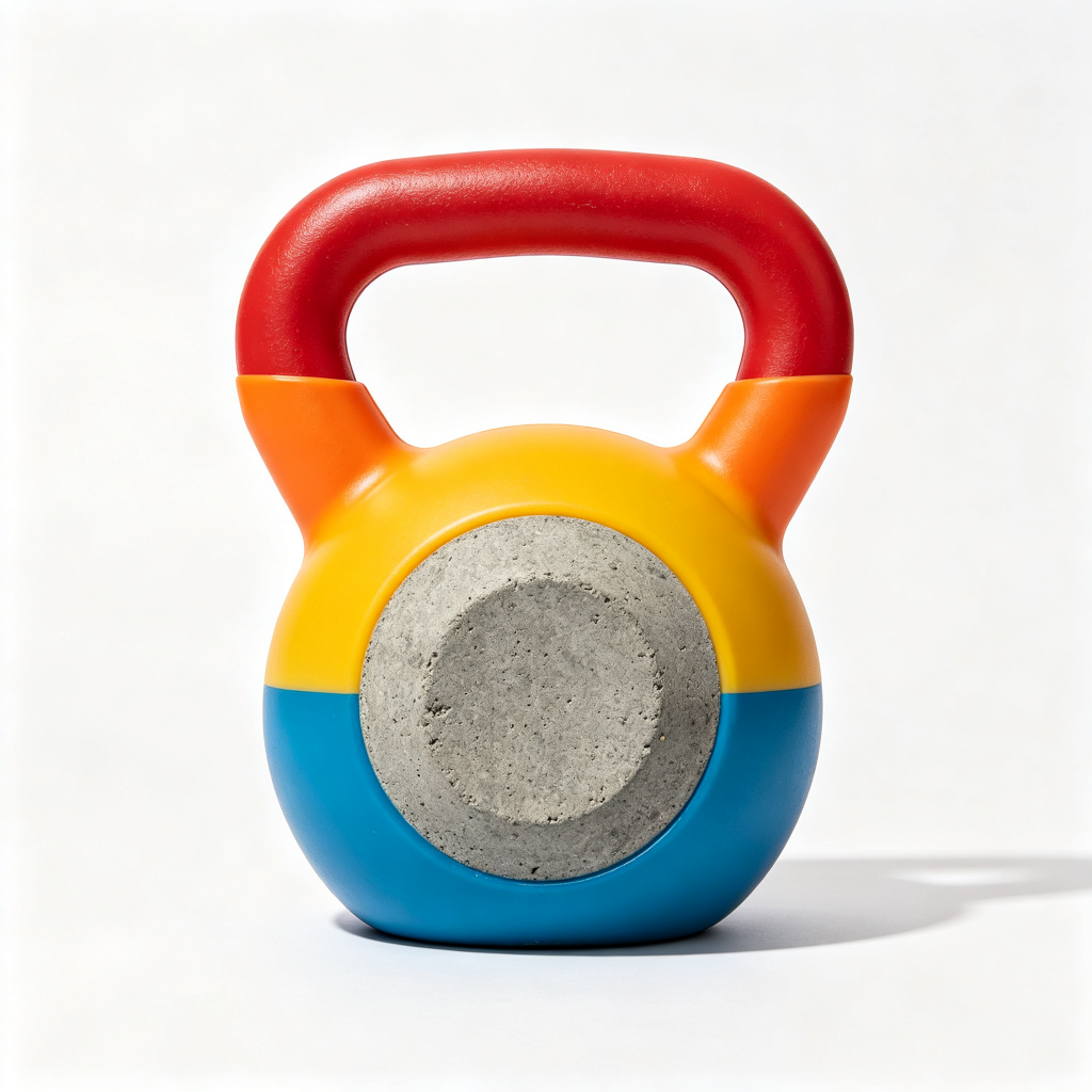 Household Colorful Cement Kettlebell Hard Plastic Outer Cement Inside Anti-Scratch Floor Friendly