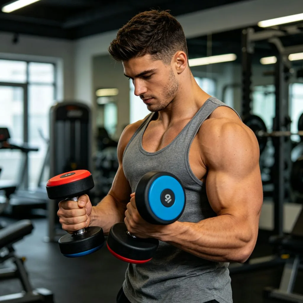 Double Colors round Head Rubber Dumbbell - image 4
