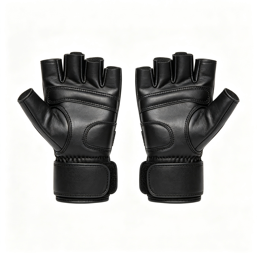 Leather Workout Gloves with Wrist Wrap, Unisex Anti-blister Gym Gloves for Cycling Pull-ups Deadl