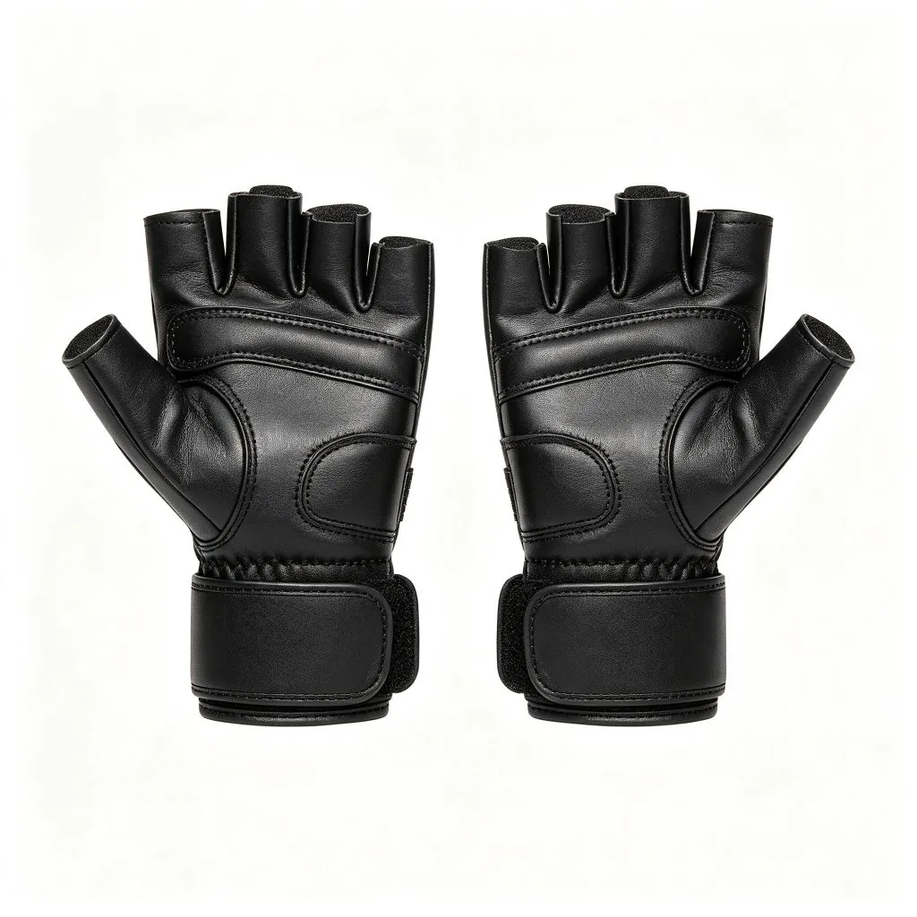 Leather Workout Gloves with Wrist Wrap, Unisex Anti-blister Gym Gloves for Cycling Pull-ups Deadl