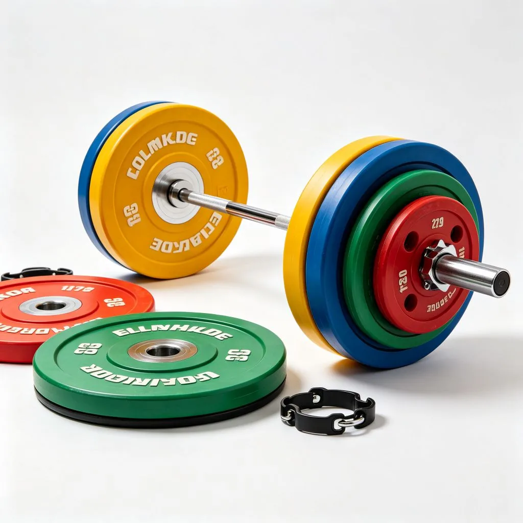 Wholesale Painted Barbell Set with Olympic Bar Large Hole Hand Grip Weight Plates Home Gym Fitnes - image 2