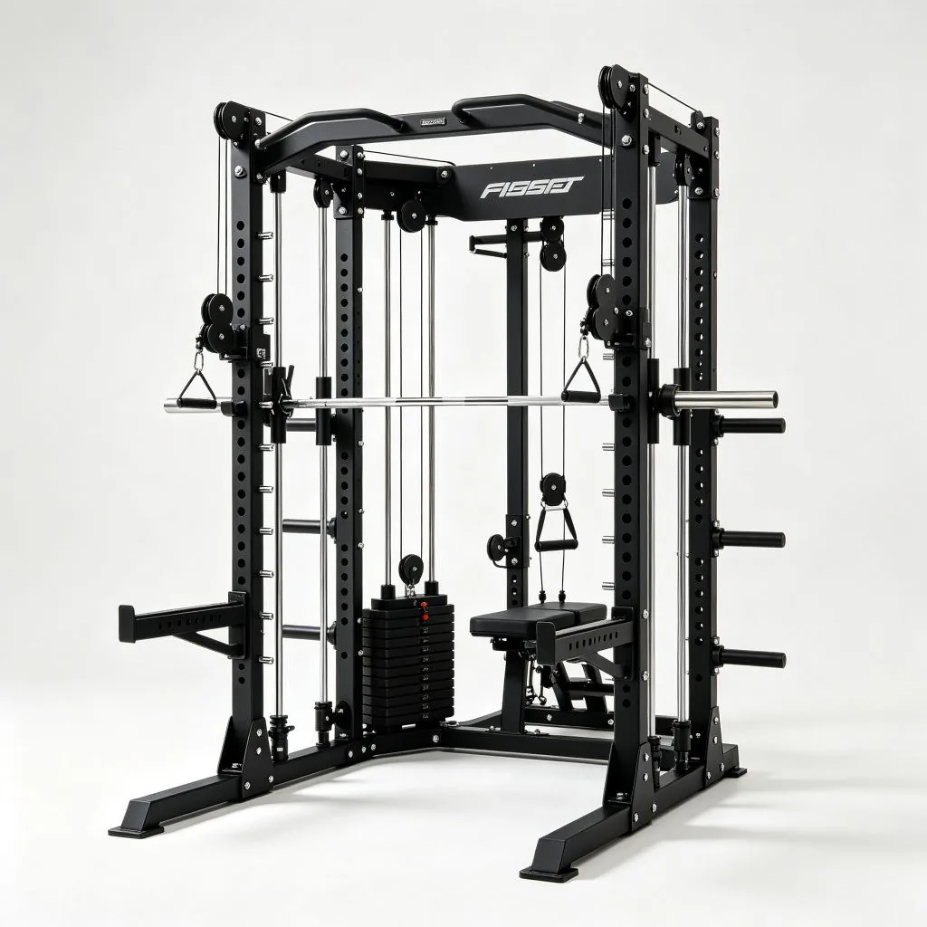 Smith Machine with Integrated Cable Crossover - ZEALLSPORT Commercial Gym Equipment
