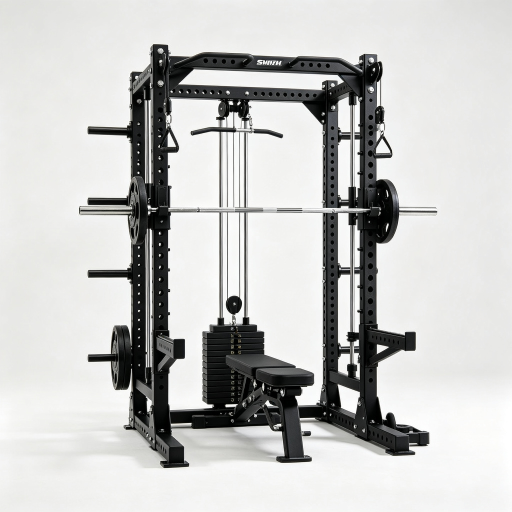 Smith Machine Power Rack Combo with Lat Pulldown