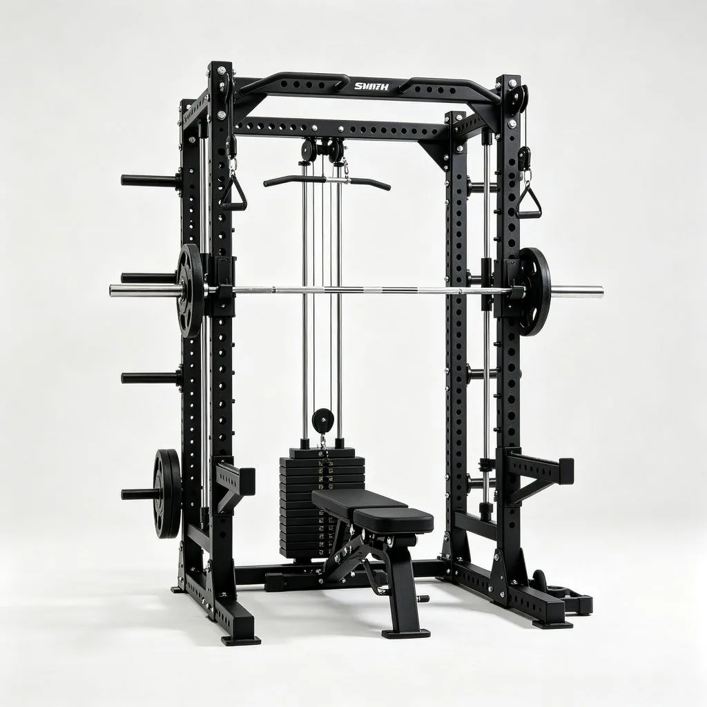 Smith Machine Power Rack Combo with Lat Pulldown - ZEALLSPORT Commercial Gym Equipment