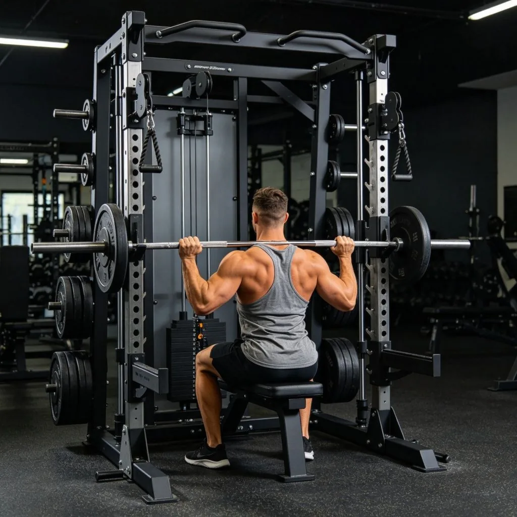 Smith Machine Power Rack Combo with Lat Pulldown - image 4
