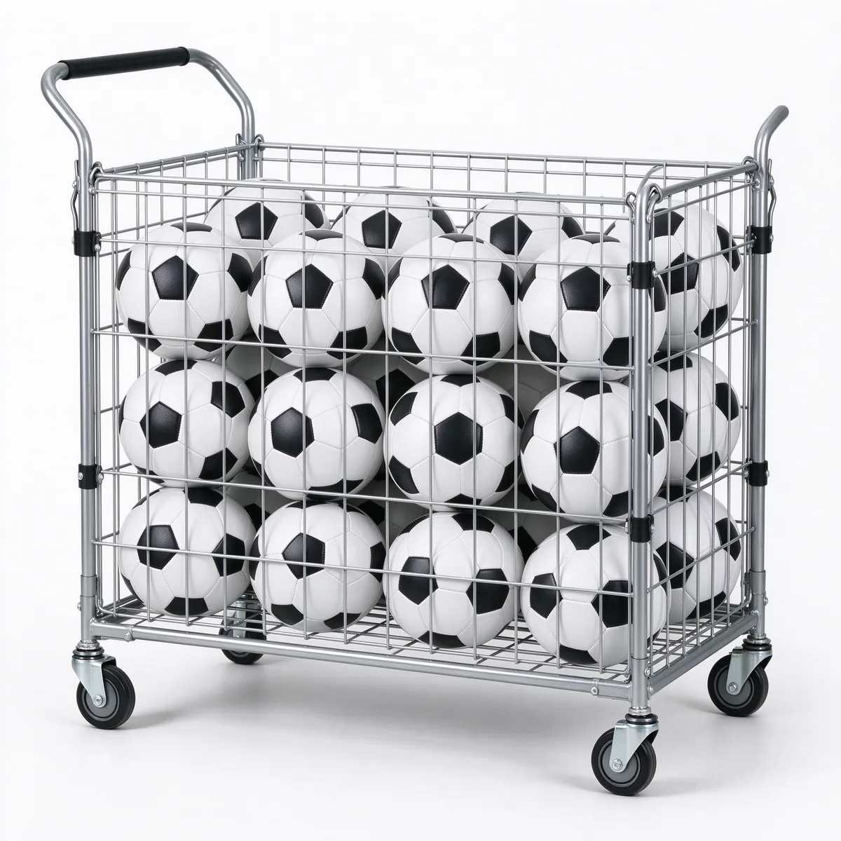 Wheeled soccer ball cart